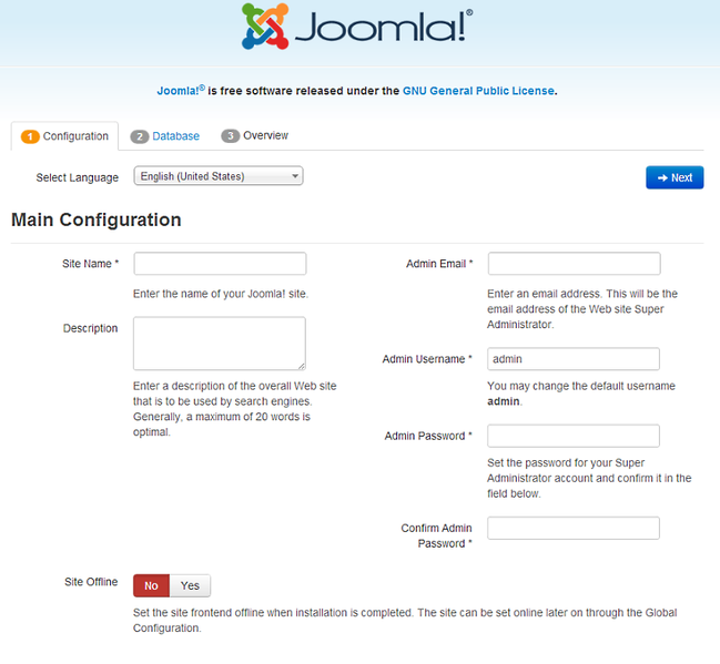 joomla3x installation screen shoot 2